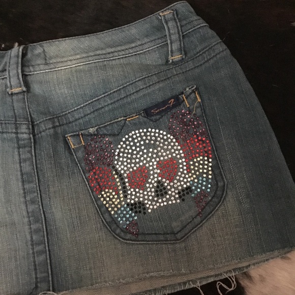 Seven7 Dresses & Skirts - Seven7 short mini jean skirt with skull design 28